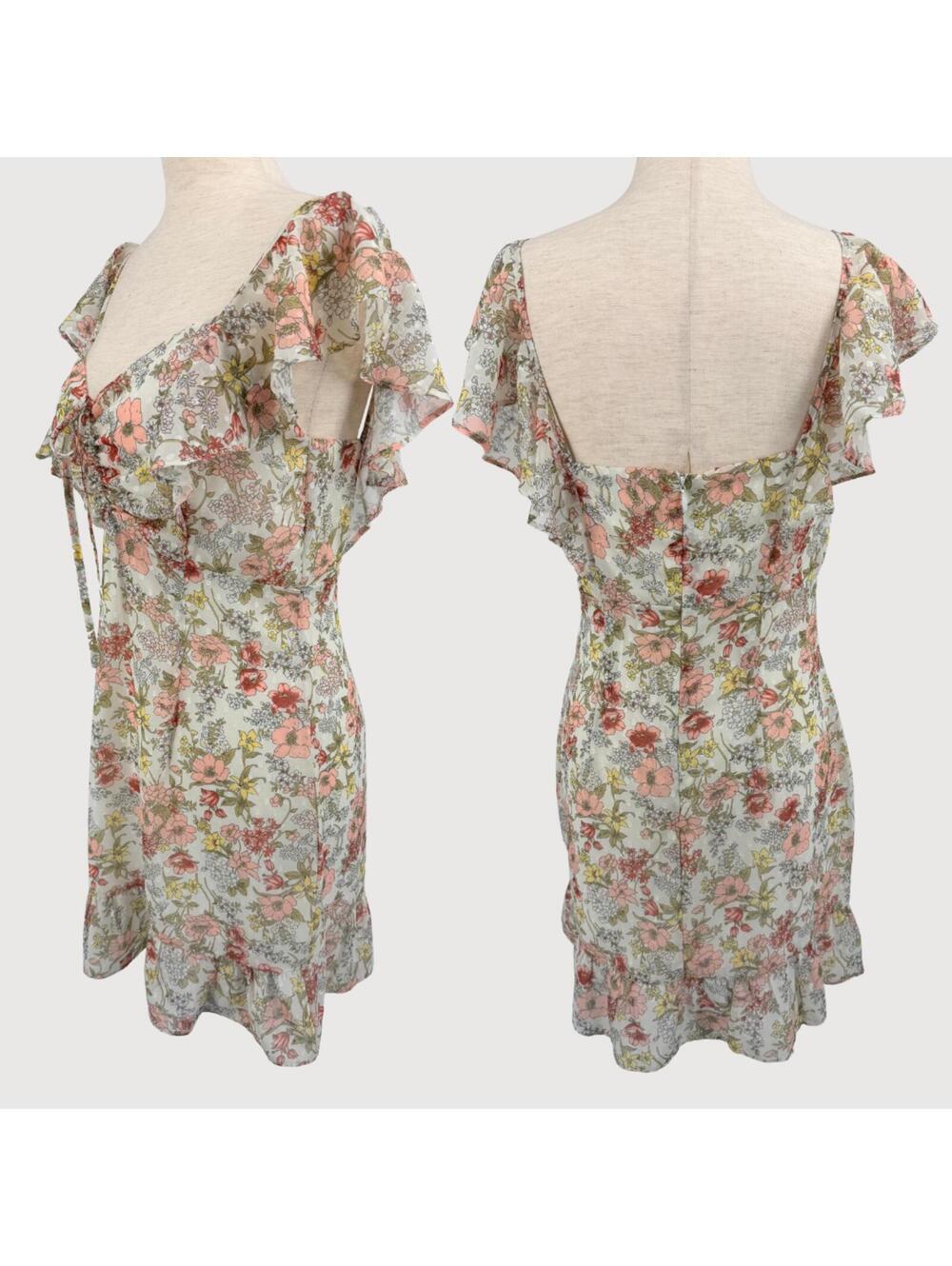Superdown Kristyn Floral Ruffle Mini Dress M - Picture 3 of 9
